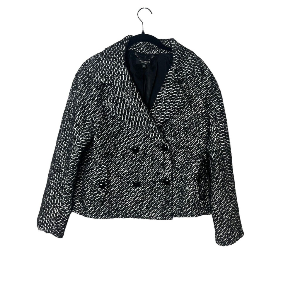 Talbot's Jackie wool & alpaca blend Black tweed career Jacket size 10